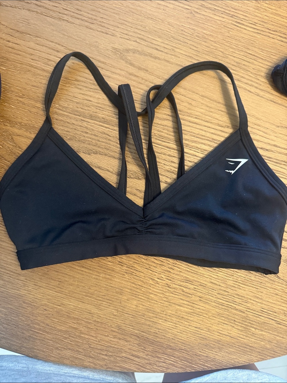 Gymshark Black Strappy Sports Bra with Logo